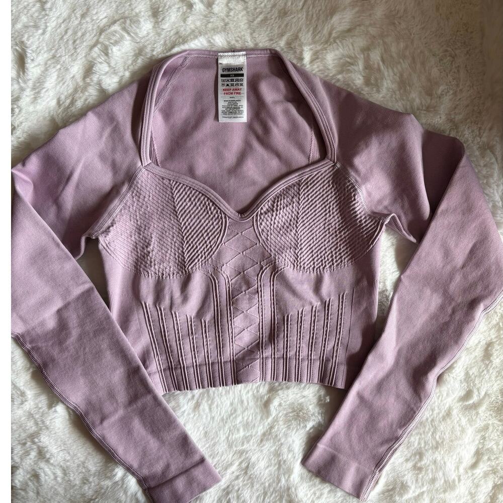 Gymshark Corset Seamless Long Sleeve Top - Warm Lilac Size XS
